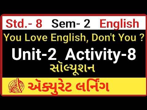 Std 8 English Sem 2 Unit 2 Activity 8 Solution | You Love English, Don't You ? Activity 8
