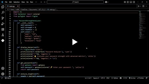 Password Analyzer: A Python Tool for Evaluating Password Strength | vidhi shingade posted on the topic | LinkedIn
