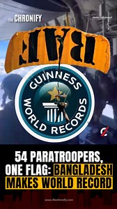 133K views · 4.5K reactions | 54 Paratroopers, One Flag: Bangladesh Makes World Record Bangladesh creates history as 54 paratroopers descend together carrying the national flag, setting a new world record during Victory Day celebrations at Tejgaon. #thechronify #Bangladesh #VictoryDay #WorldRecord #Paratroopers | The Chronify | Facebook