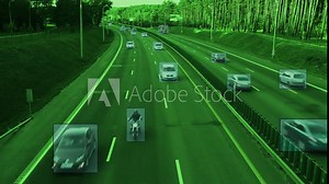 Camera monitors cars on the highway and identifies tracking data