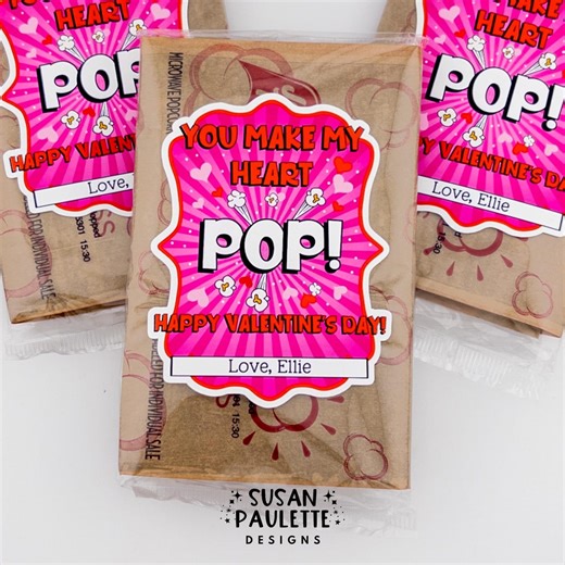 Kids Popcorn Valentine Stickers, Poppin’ Party Favor Stickers for Class Gift Exchange, Valentine’s Day DIY Treat Labels - Etsy