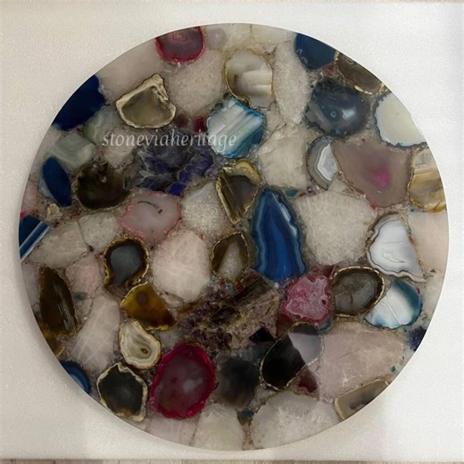 Multi Agate Round Coffee Table– Handmade Luxury Home Centerpiece - Etsy