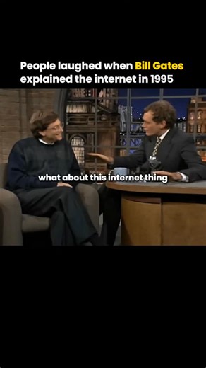 Business | Mindset | Entrepreneurship on Instagram: "In 1995, Bill Gates appeared on The Late Show with David Letterman and explained what the Internet was to a curious audience. At the time, the web was still new to most people, and many had never used it. Gates described it as a global network where individuals and companies could publish information, have their own pages, send electronic mail, and access news and entertainment in new ways — even listen to a baseball game on a computer. Letter