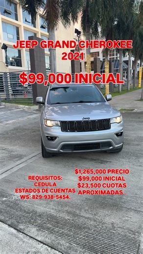 StartAutoImport on Instagram: "🔱JEEP GRAND CHEROKEE LAREDO 2021 🔱 🔱$1,265,000 PRECIO. 🔱$99,000 INICIAL. 🔱$23,500 CUOTAS APROXIMADAS. 🔱CUOTAS: SIN SEGURO. 🔱REQUISITOS: CÉDULA Y ESTADOS DE CUENTAS. 🔱WS:829-938-5454. 🔱SISTEMA ECO. 🔱PUSH BUTTON. 🔱AROS 20. 🔱RADIO DE PANTALLA. 🔱CÁMARA DE REVERSA. 🔱LUCES LED. 🔱SENSORES DE PARQUEO. 🔱SENSORES PUNTO CIEGO. 🔱INTERIOR EN PIEL. @startautoimport_ 🔱SÍGUENOS."