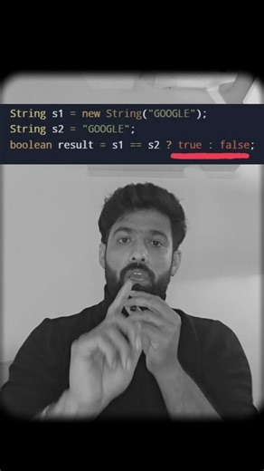 Anurag on Instagram: "90% Java Developers fail to understand this🤔 ✅️Quick Summary: String Constant Pool (SCP) In Java, Strings are immutable and stored in a special memory area called the String Constant Pool. 👉 If two String literals have the same value, they point to the same memory address 👉 If you use new, a new object is always created in heap memory New Challenge for you: Why is 45 == 45 TRUE, but 200 == 200 FALSE in Java? If you know the "Reason", comment it down! Follow for Part 2 ,
