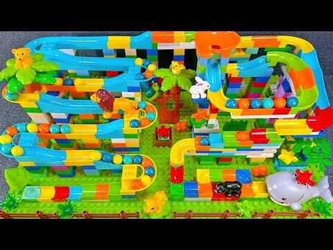 Satisfying colourful track ball Lego toy