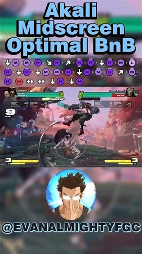 Akali 'Optimal' Midscreen BnB and Enders in #2XKO!