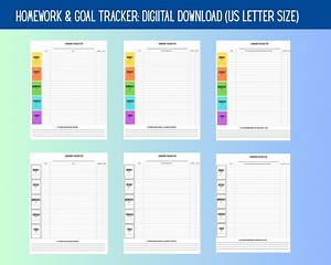 Printable Homework & Goal Tracker: Student Planner (PDF) - Etsy Canada