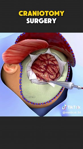 Craniotomy Brain Surgery (3D Animation) #craniotomy #craniotomysurgery #brainsurgery #braintumor #braintumorremoval