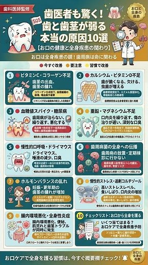 歯科医も驚く！歯・歯茎が弱くなる本当の原因10選【口腔と全身疾患の関係】