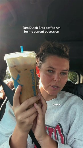 my coffee order: iced banana bread latte vanilla soft top w SF caramel drizzle from @Dutch Bros Coffee
