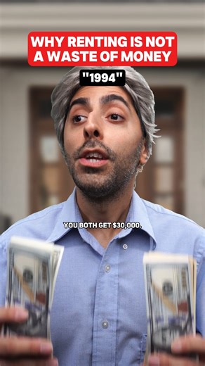 “Renting is a waste of money” 🤦‍♂️ But that’s not always true. Here’s a scenario using real world data: In 1994, two people started with the same $30,000. One used it as a down payment on a ~$130,000 home with an 8% mortgage. The other rented a place for ~$825 a month and invested the same $30,000 in the stock market — plus about $250 a month from the money they saved on homeownership costs like property taxes, maintenance, and insurance. Thirty years later, the homeowner’s house is worth about