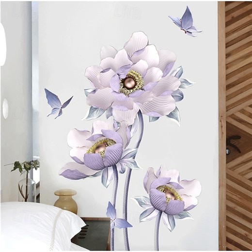 Autocollant mural fleur papier peint auto-adhésif amovible mural pour chambre salon canapé fond style chinois créatif vinyle art décoration intérieur
