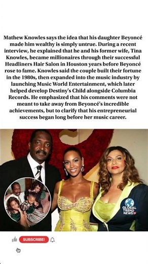 Mathew Knowles Says He Was a Millionaire Before Beyoncé's Fame: "She Didn't Make Me Rich" 💰🎤 #shorts