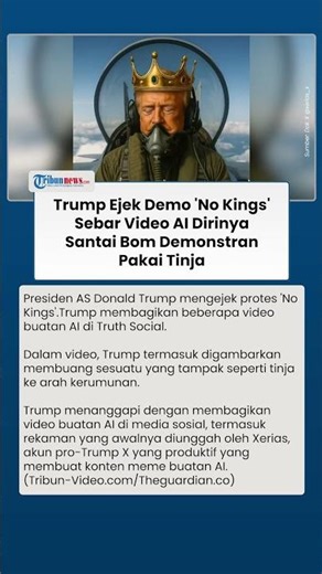 Trump Santai Didemo, Malah Bagikan Video AI Dirinya Jatuhkan Bom Demonstran dengan Tinja dari Langit