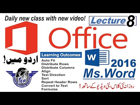 Microsoft office 2016/Microsoft word 2016/Table,Layout tab,insert,delete,format,formulas