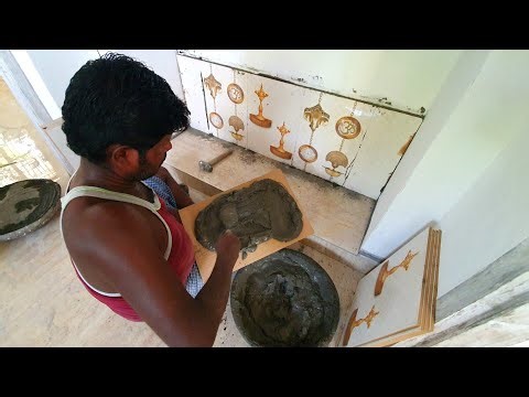 Amazing!Pooja Mandir Design Tile Installation for House Construction|Pooja Self design with Tile