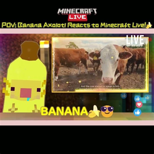 [Clip] Banana Axolotl Reacts to Minecraft Live!🍌🍌