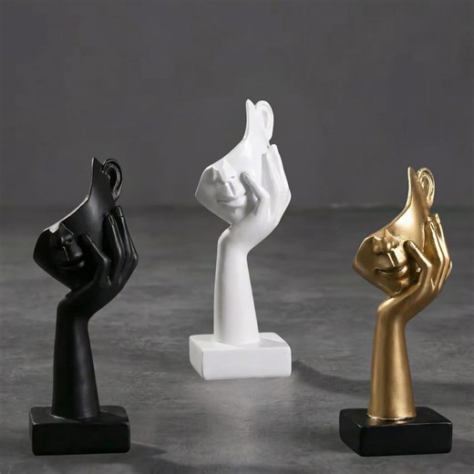 Abstract Face Silence Statue | Modern Resin Sculpture for Office & Living Room | Gold Black White Figurine | Luxury Gift - Etsy