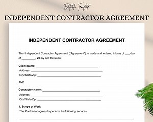 Independent Contractor Agreement Template | Editable DOC & PDF | Freelance Business Use - Etsy Australia