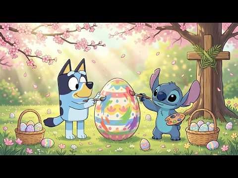 Stitch & Bluey Easter Painting 🐣 Chill Spring Lofi Beats for Study & Work 🌸 Cozy Spring Art Vibes