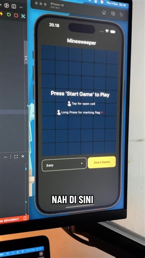 Dandi Dev on Instagram: "💣 Minesweeper Game dibuat pakai Flutter! Clone game klasik dengan Flutter UI & game logic 🎮 Di video ini: ✅ Implement grid & tile logic Minesweeper ✅ Handle tap, flag, dan game state ✅ Flutter cocok banget buat game ringan & casual ✅ Full Dart, tanpa game engine tambahan Game klasik, teknologi modern 🚀 #coding #flutter #programming"