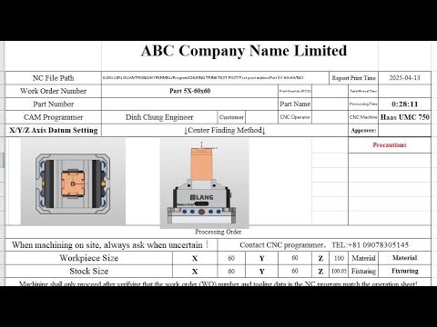 Design The best Report Techsheet CNC for Hypermill all version can use