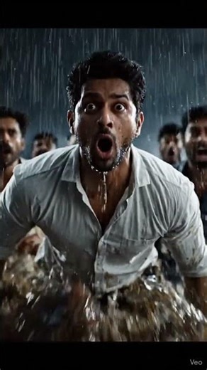 massive storm clouds explode in a violent cloudburst. A brutal wall of rain smashes the entire city