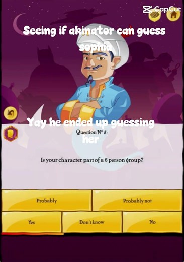 Seeing if akinator can guess sophia #yoonchea-m2n