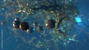 various viruses flying in space . simulation of viruses and other forms of bacteria