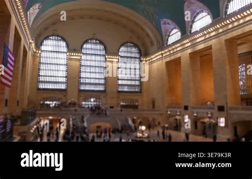 New York Grand Central Terminal on 42 street, United States. Crowd of people inside railway building. American public railroad transportation in Manhattan Midtown, NYC. Station interior and passengers Stock Video Footage - Alamy