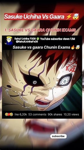 Gaara Vs Sasuke Uchiha⚡🤯Naruto Epic monster Chunin Exams #naruto madara Uchiha funny #song #anime