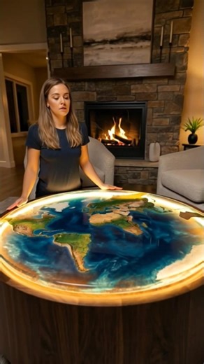 EPIC Earth Resin Table 🌎: From Scrap Wood to GALAXY Masterpiece! #shortsvideo