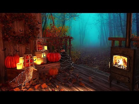Autumn Ambience with Halloween Ambience | Fireplace & Autumn Rain Ambience