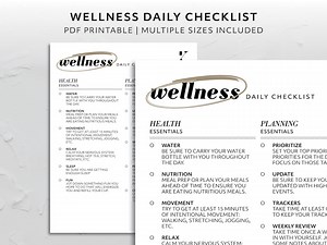 Wellness Daily Checklist for Planner Minimal Planner Simple Daily Health and Planning Reference Printable Download Planning Idea List Simple - Etsy