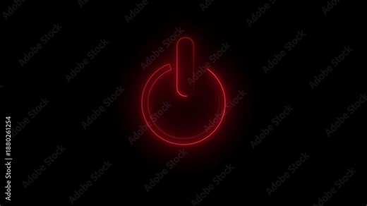 red blue color neon power button icon animation screen turn on off switch