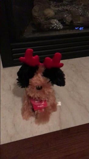 Dan Dee Animated Puppy Dog Black Brown Antlers Dance Music Jingle Bells 8" VIDEO