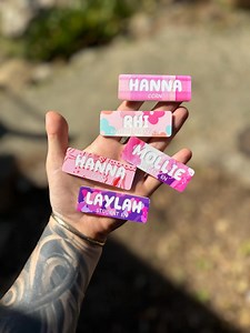 Personalized Acrylic Name Badge: Engraved Glitter Wavy Design - Etsy