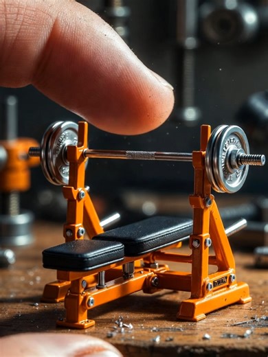 Miniature Industrial Bench Press Machine – Ultra-Realistic 5cm Macro Build 🏋️‍♂️🔧