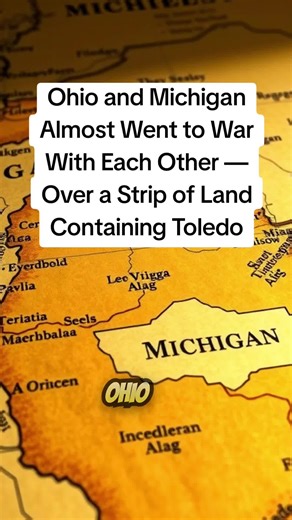 Ohio and Michigan Almost Went to War With Each Other — Over a Strip of Land Containing Toledo Toledo War Ohio Michigan, Ohio Michigan border dispute 1835, Toledo War history, Upper Peninsula Michigan history, Ohio history 1835, Michigan Territory Ohio conflict, Maumee River border dispute In 1835 Ohio and Michigan mobilized militias against each other over a five mile strip of land containing the mouth of the Maumee River. The conflict ended with Ohio keeping Toledo and Michigan receiving the Up