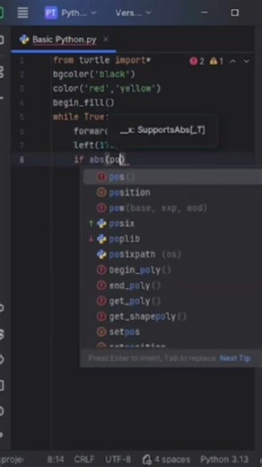 Python Turtle Graphics Made Simple & Professional 🐢⚡🌈” #amazing #complete #coding #viralshorts