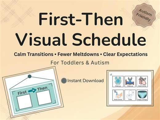 First Then Visual Schedule for Toddlers | Autism Routine Chart Printable | Calm Transitions PDF - Etsy Australia