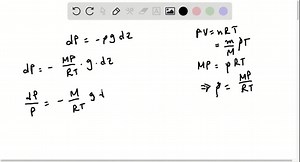 SOLVED:Show that the variation of atmospheric pressure with altitude is given by P=P0 e^-αy, where α=ρ0 g / P0, P0 is atmospheric pressure at some reference level y=0 , and ρ0 is the atmospheric density at this level. Assume the decrease in atmospheric pressure over an infinitesimal change in altitude (so that the density is approximately uniform) is given by d P=-ρg d y and that the density of air is proportional to the pressure.