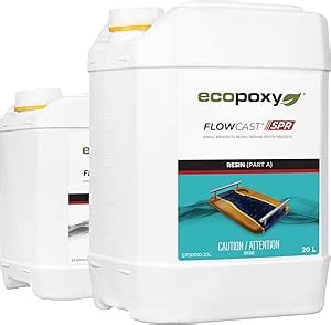 EcoPoxy FlowCast SPR Epoxy Resin Kit - 7.9 Gal /30L: UV & Yellowing Resistant, Bio-Based| Water Clear & Bubble Free Faster Curing Epoxy for Small Pours Castings: Charcuterie Boards, Trays & Coasters