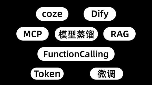 2小时带你速通大模型那些常用名词（Coze、Dify、MCP、RAG、模型蒸馏、Token、微调、FunctionCalling）