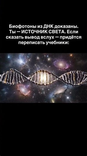 Биофотоны из ДНК доказаны. Ты — ИСТОЧНИК СВЕТА. Если сказать вывод вслух — придётся менять науку: