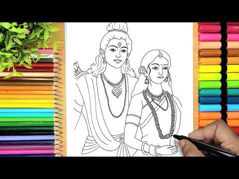Easy Pencil Drawing of Shree Rama with Sita ||Ram Nabami special Drawing for Beginners #drawing