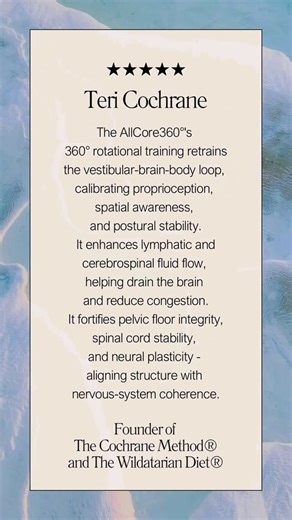 The AllCore360°’s 360° rotational training retrains the vestibular-brain-body loop, calibrating proprioception, spatial awareness, and postural stability. It enhances lymphatic and cerebrospinal fluid flow, helping drain the brain and reduce congestion. It fortifies pelvic floor integrity, spinal cord stability, and neural plasticity - aligning structure with nervous-system coherence. #biohack #naturopath #metabolichealth #functionalmedicine #naturalhealth #pelvicfloor #wholebody #chiropractor #