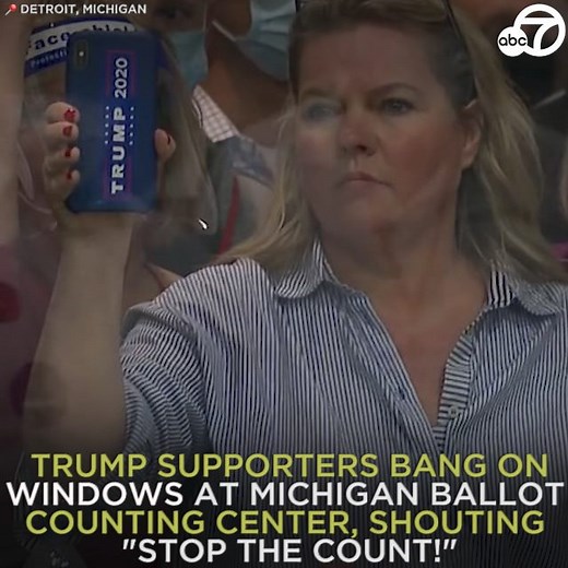 495K views · 10K reactions | Dozens of President Donald J. Trump's supporters converged at a ballot counting center in Detroit, Michigan, banging on the windows and shouting, "Stop the count!" https://abc7.la/32gIVsE | ABC7 | Facebook