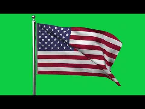 UNITED STATES FLAG ANIMATION GREEN SCREEN (4K LOOP VIDEO)
